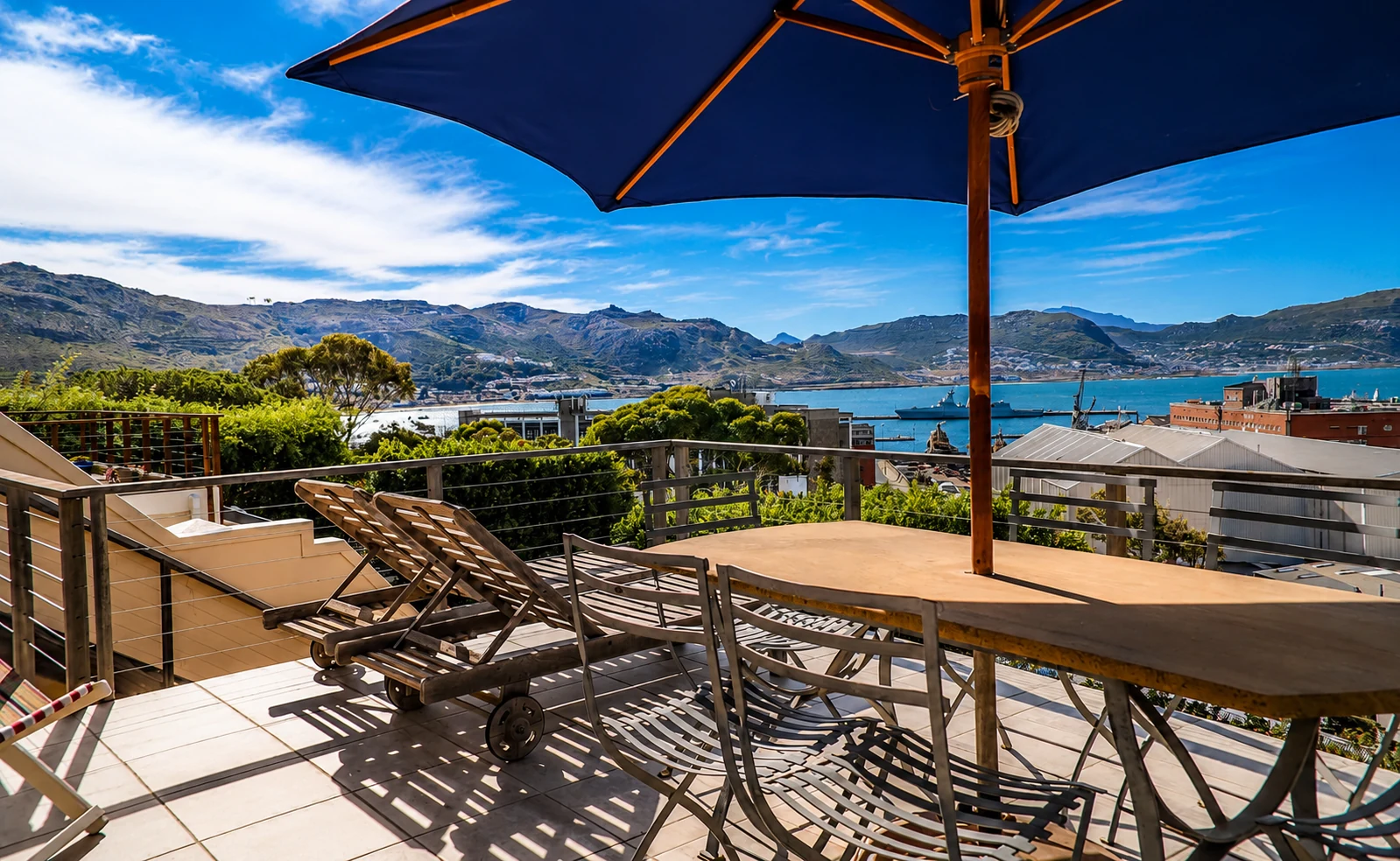 Terrace overlooking Simon's Town harbour and False Bay