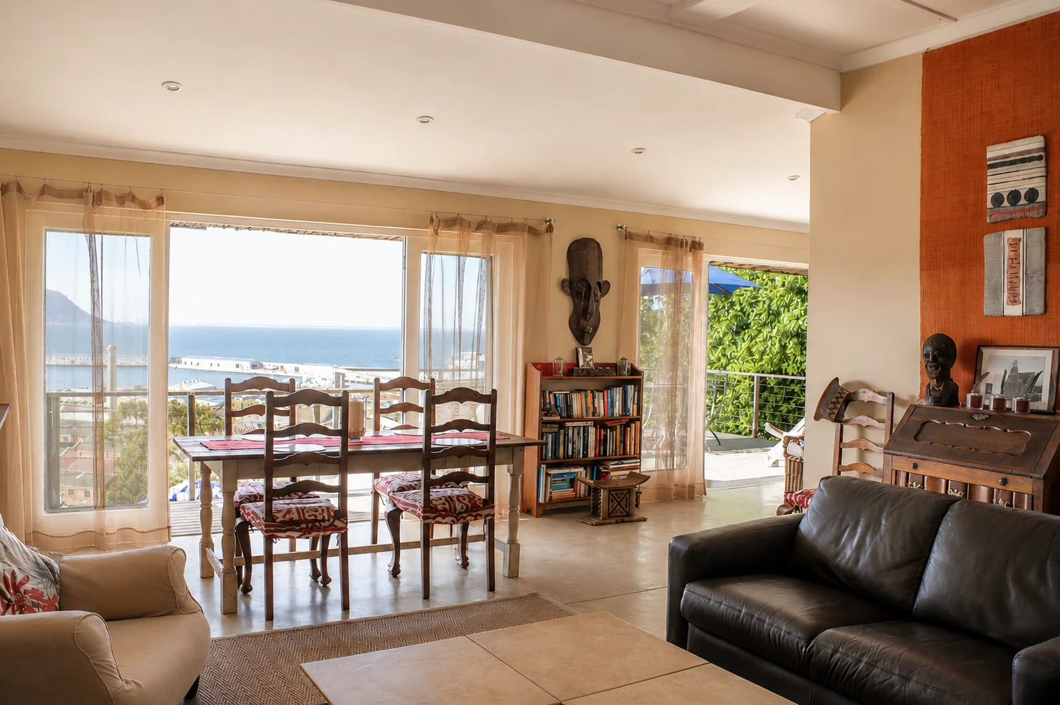 Living and dining space overlooking False Bay