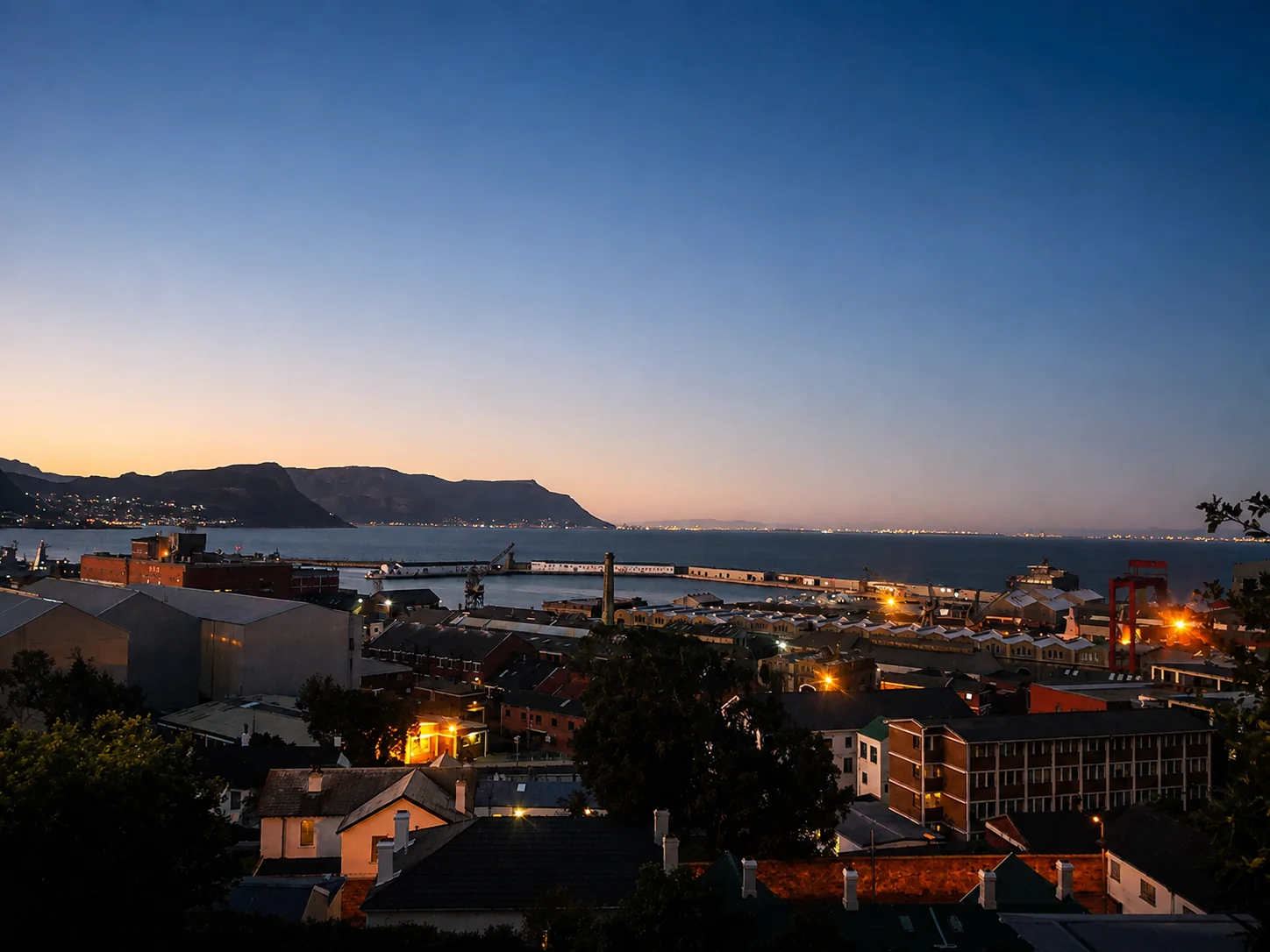 Evening lights across Simon's Town harbour